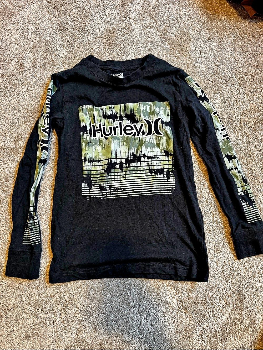 Hurley Long Sleeve Graphic Tee Black Boys 8-10 YRS